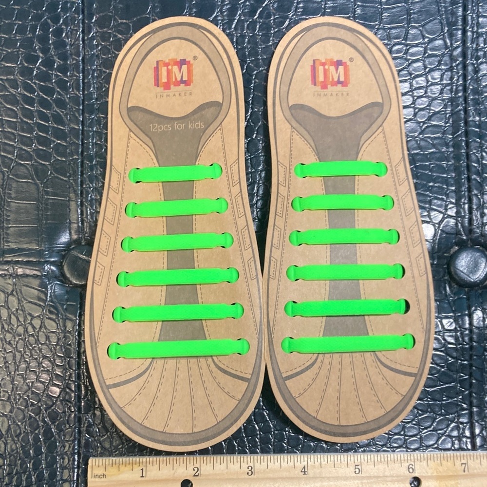 5 for $10:‎ Kids No Tie Silicone Shoe Laces Neon Green!